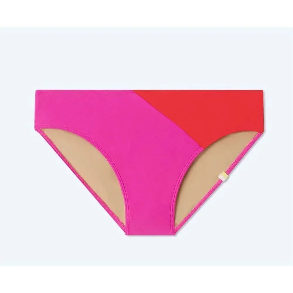 Summersalt The Diagonal Mid Rise Bikini Bottom Hibiscus & Grapefruit 6